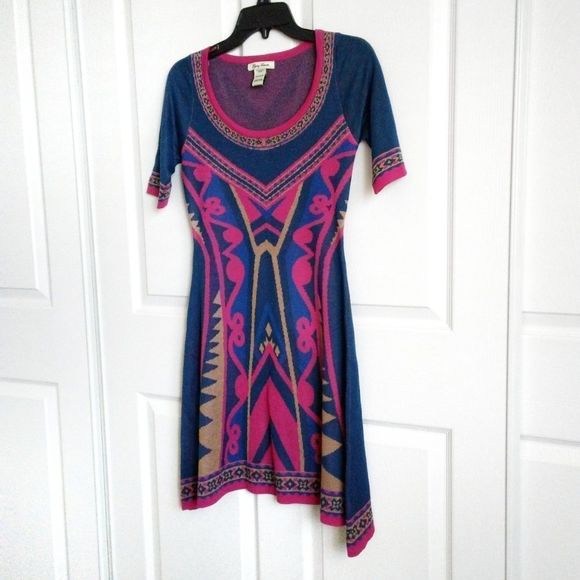 Flying Tomato Aztec Print Scoop Neck Sweater Dress - Picture 3 of 6